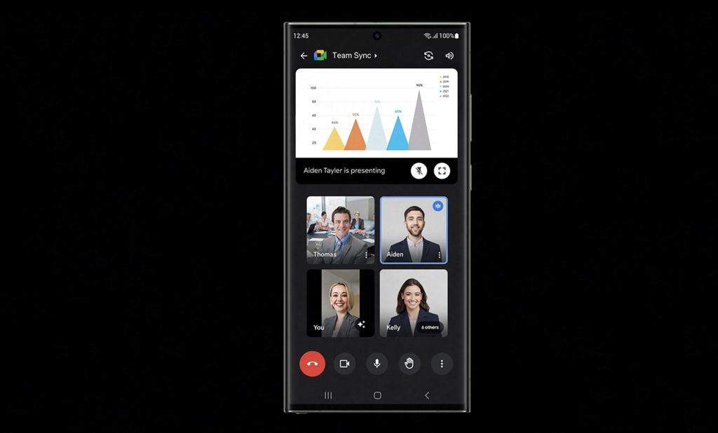 Google Meet sur un Samsung Galaxy S23 Ultra de VOOmobile