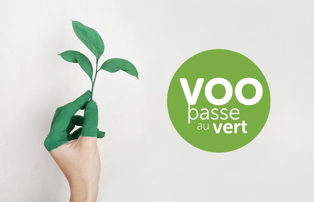 Une main avec une plante qui va pousser : le programme VOO passe au vert en Belgique (RSE)