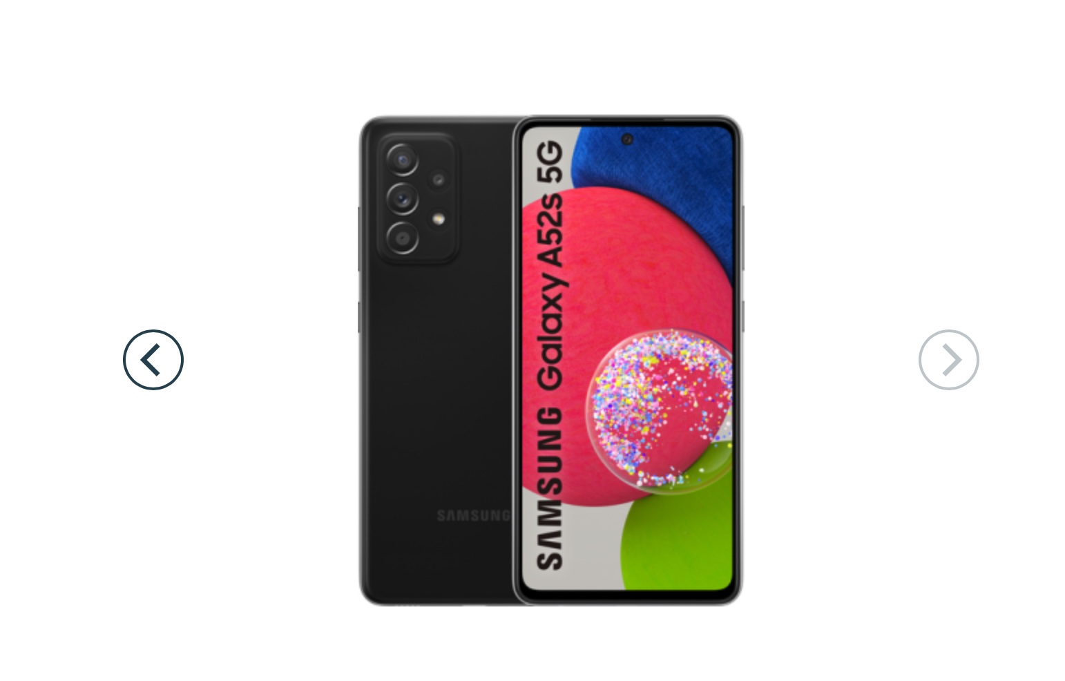 Galaxy A52S de face, vendu par Voomobile en Belgique