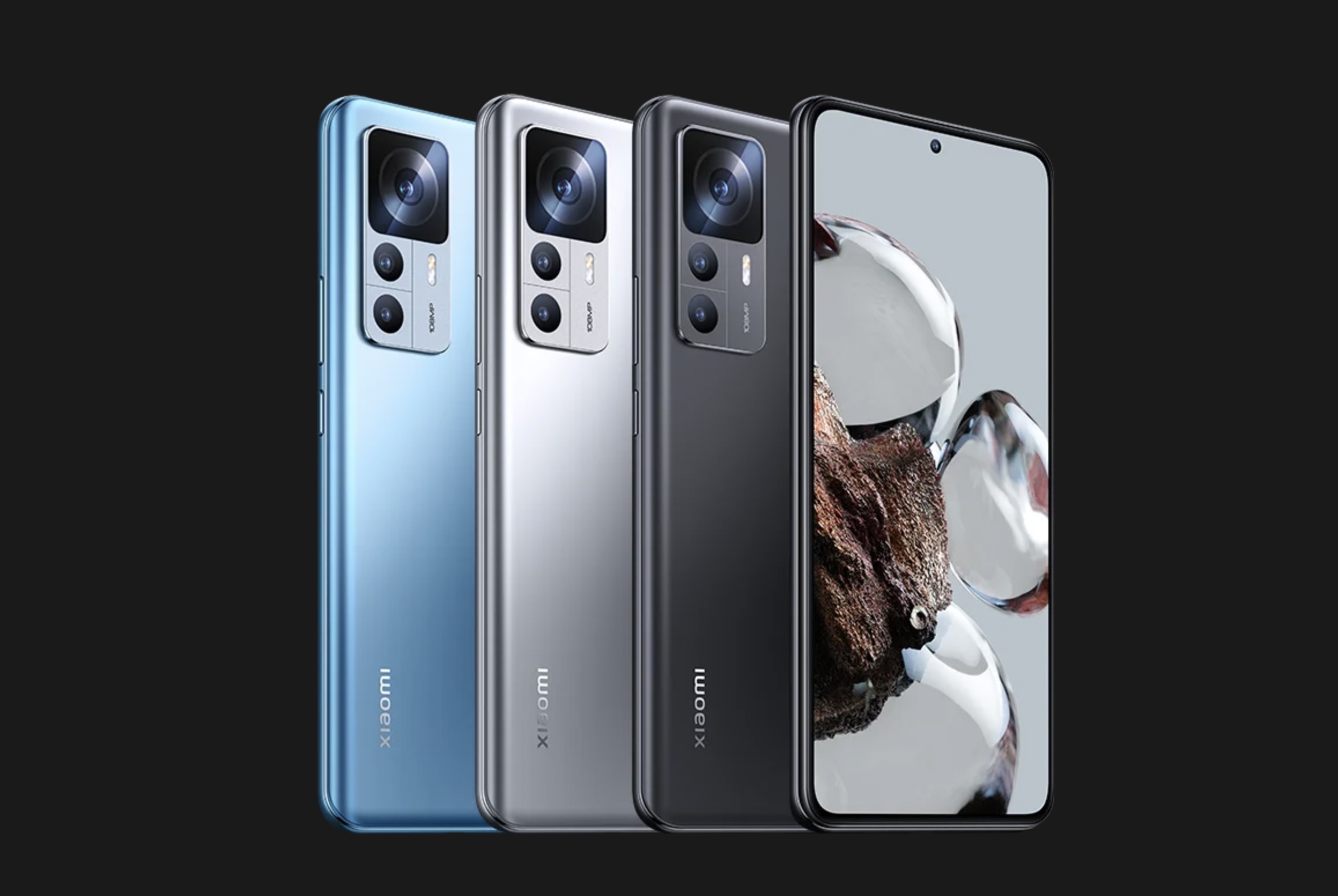 Xiaomi 12T chez VOOmobile de dos : gris, bleu, noir comme coloris possibles